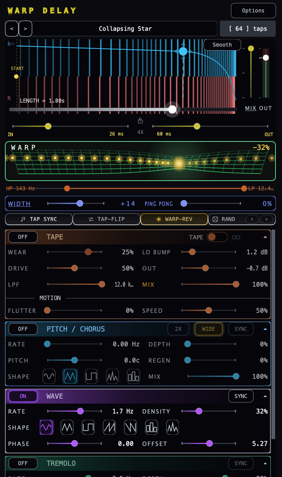 Warp Delay plugin — Collapsing Star patch