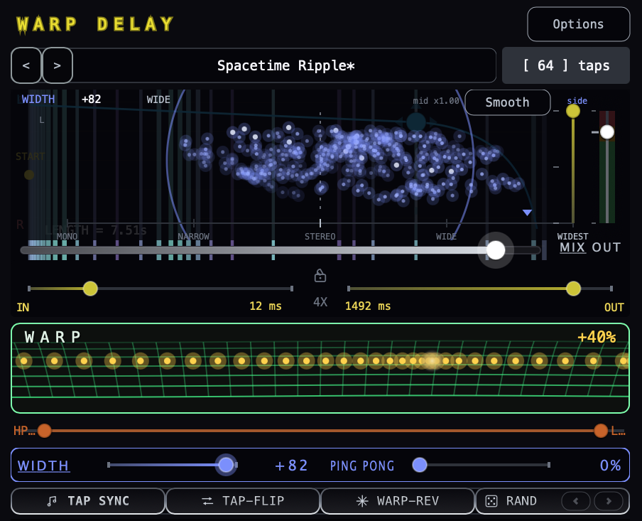 Warp Delay plugin — Widening visualization